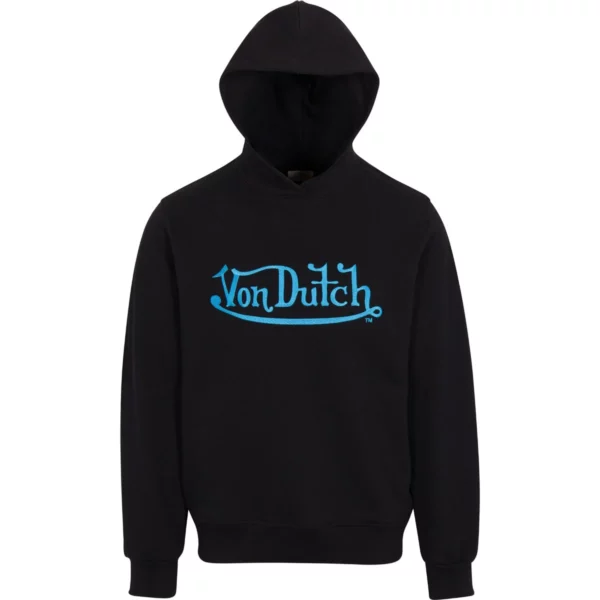 Von Dutch Blue Logo On Black Hoodie