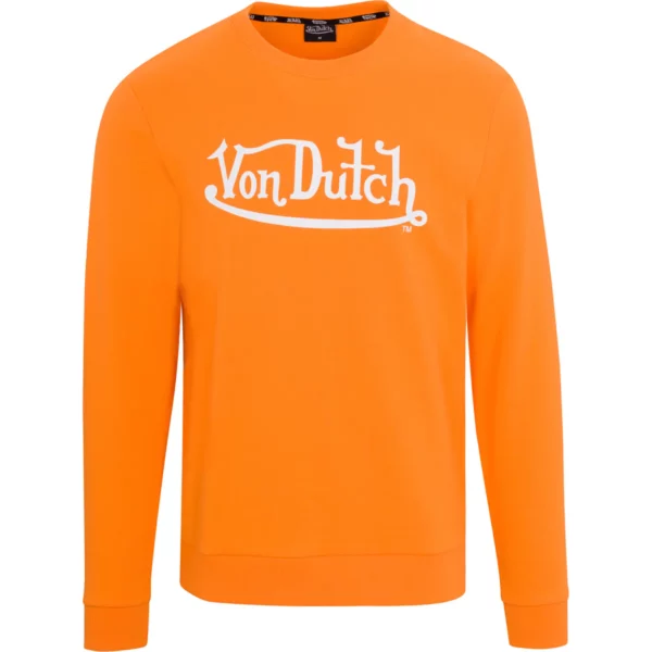 Von Dutch Originals Logo Orange Crew Neck Sweatshirt